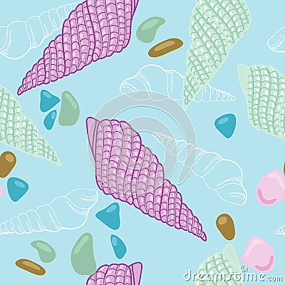 Shell on pattern Vector Illustration