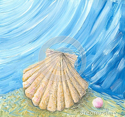 Shell & pearl Cartoon Illustration