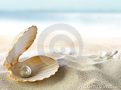 Shell with a pearl Stock Photo