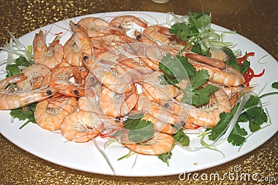 Shell On Prawns Stock Photo