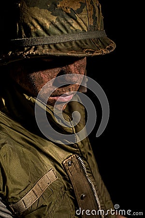 Shell shocked US Marine - Vietnam War Stock Photo