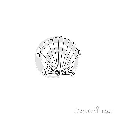 Shell sketch drawing icon summer themed Vector Illustration