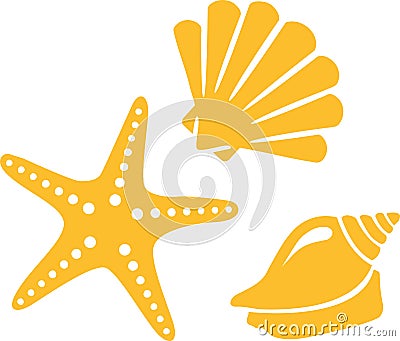 Shell snail star beach Vector Illustration