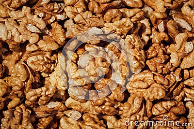 Shelled walnuts background Stock Photo