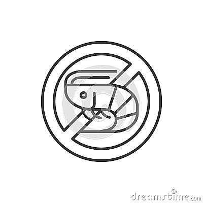 Shellfish free line color icon. Allergenic ingredient. Food intolerance. Sign for web page, mobile app, button, logo. Vector Vector Illustration