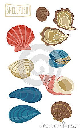 Shellfish, vector cartoon illustration Vector Illustration