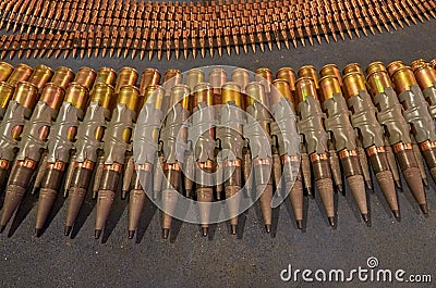 The shells for the artillery cannon are lying on the floor Editorial Stock Photo