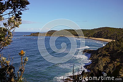 Shelly Beach Seen from Nobbys Head at Port Macquarie Australia Stock Photo