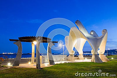 Shelter Island at Gazebo Wave Sculpture Editorial Stock Photo