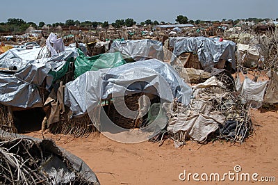 Shelters in Darfur Camp Editorial Stock Photo