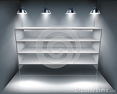 Shelves in storeroom. Vector illustration. Cartoon Illustration