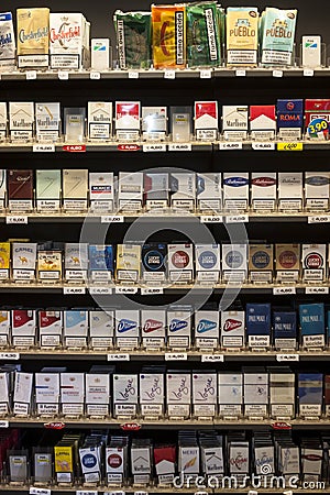 Shelving Cigarettes Packs. Shelves In A Shop Editorial Stock Image ...