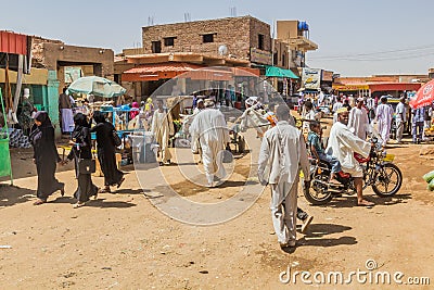 SHENDI, SUDAN - MARCH 6, 2019: People on a street in Shendi, Sud Editorial Stock Photo