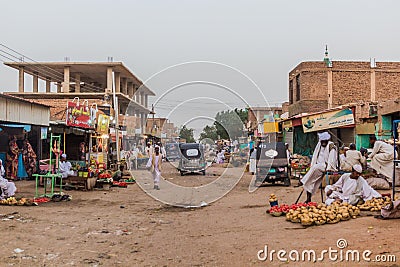 SHENDI, SUDAN - MARCH 5, 2019: View of a street in Shendi, Sud Editorial Stock Photo