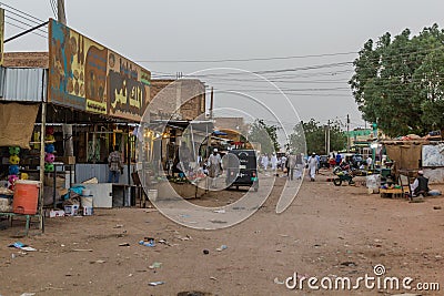 SHENDI, SUDAN - MARCH 5, 2019: View of a street in Shendi, Sud Editorial Stock Photo