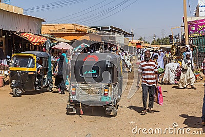 SHENDI, SUDAN - MARCH 6, 2019: View of a street in Shendi, Sud Editorial Stock Photo