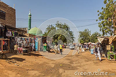 SHENDI, SUDAN - MARCH 6, 2019: View of a street in Shendi, Sud Editorial Stock Photo