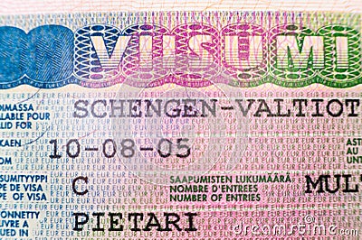 Shengen visa stamp Stock Photo