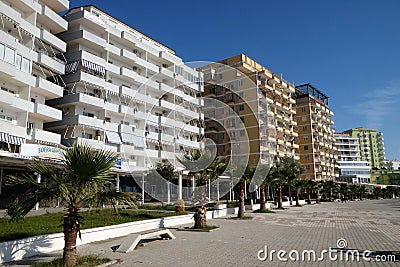 Shengjin coastal city on the Adriatic Sea in Albania Editorial Stock Photo