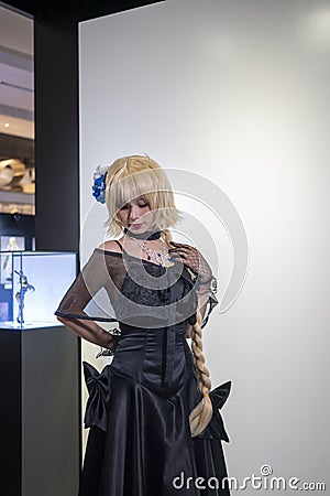 Jeanne d'Arc cosplayer at Sony Expo 2019 Editorial Stock Photo