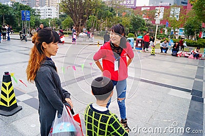 Shenzhen, China: children practice roller skating Editorial Stock Photo