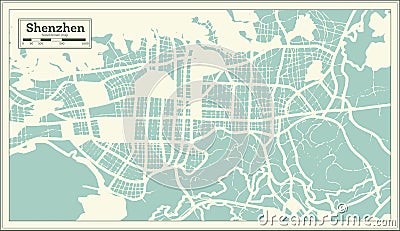 Shenzhen China City Map in Retro Style. Outline Map Stock Photo