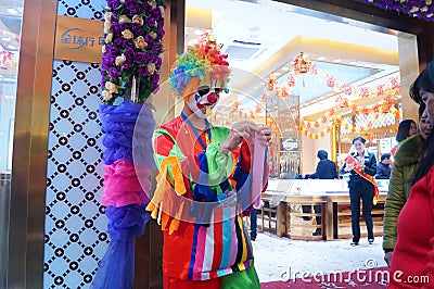 Shenzhen, China: clown promotions Editorial Stock Photo