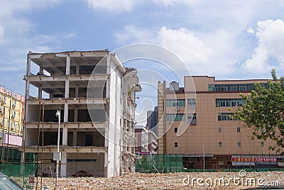 Shenzhen, China: demolition of buildings Editorial Stock Photo