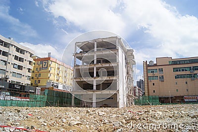 Shenzhen, China: demolition of buildings Editorial Stock Photo