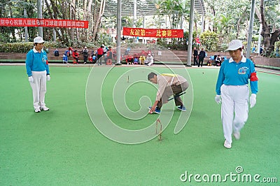 Shenzhen, China: the elderly croquet competitions Editorial Stock Photo