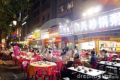 Shenzhen, China: food stalls in the night Editorial Stock Photo