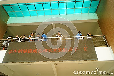 Shenzhen, China: high school students return to school after the completion of the outdoor Labor Technology Editorial Stock Photo
