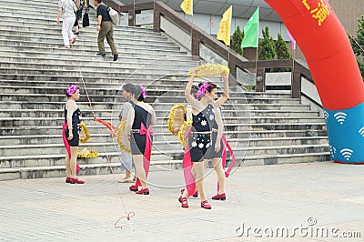 Shenzhen, China: masses of female actors Editorial Stock Photo