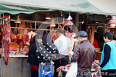 Shenzhen, China: Meat Market Editorial Stock Photo