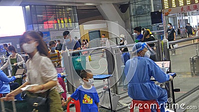 Shenzhen, China: passengers entering Shenzhen by high-speed rail must have a 48 hour nucleic acid test certificate Editorial Stock Photo