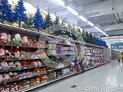 Shenzhen, China: shopping malls selling Christmas toys Editorial Stock Photo