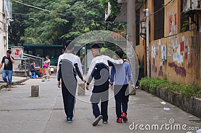 Shenzhen, China: students after school Editorial Stock Photo