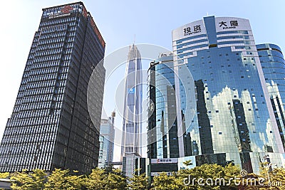 Shenzhen skyline as seen from the Stock Exchange building Editorial Stock Photo