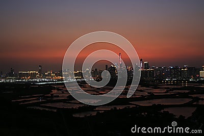 Shenzhen skyline during sunset Stock Photo