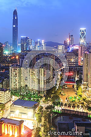 Shenzhen skyline at twilight Editorial Stock Photo