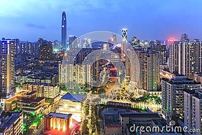 Shenzhen skyline at twilight Editorial Stock Photo