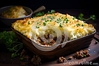Shepherd's Pie - A Delicious Blend of Meat, Vegetables, and Creamy Mashed Potatoes (Shepherds pie) Stock Photo