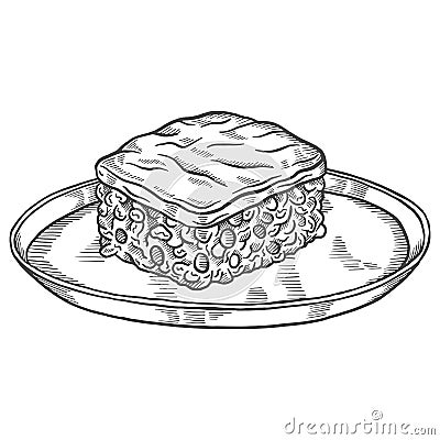 Shepherds pie british or england food cuisine isolated doodle hand drawn sketch with outline style Vector Illustration