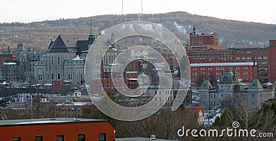 Sherbrooke city downtown landscape Quebec cityscape french culture in Canada Editorial Stock Photo