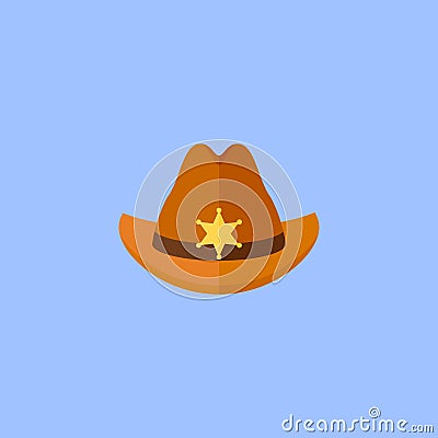 Sheriff hat with star flat style icon. Vector illustration. Vector Illustration