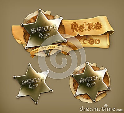 Sheriff, retro icon Vector Illustration