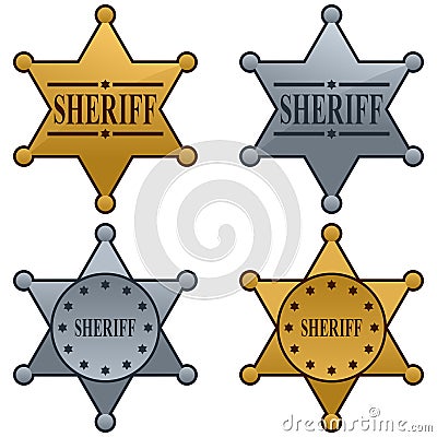 Sheriff Star Badge Set Vector Illustration