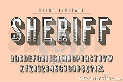 Sheriff trendy vintage display font design, alphabet Vector Illustration