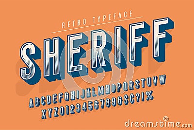 Sheriff trendy vintage display font design, alphabet Vector Illustration