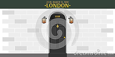 Sherlock Holmes. Detective illustration. Illustration with Sherlock Holmes. Baker street 221B. London. Big Ban. Cartoon Illustration